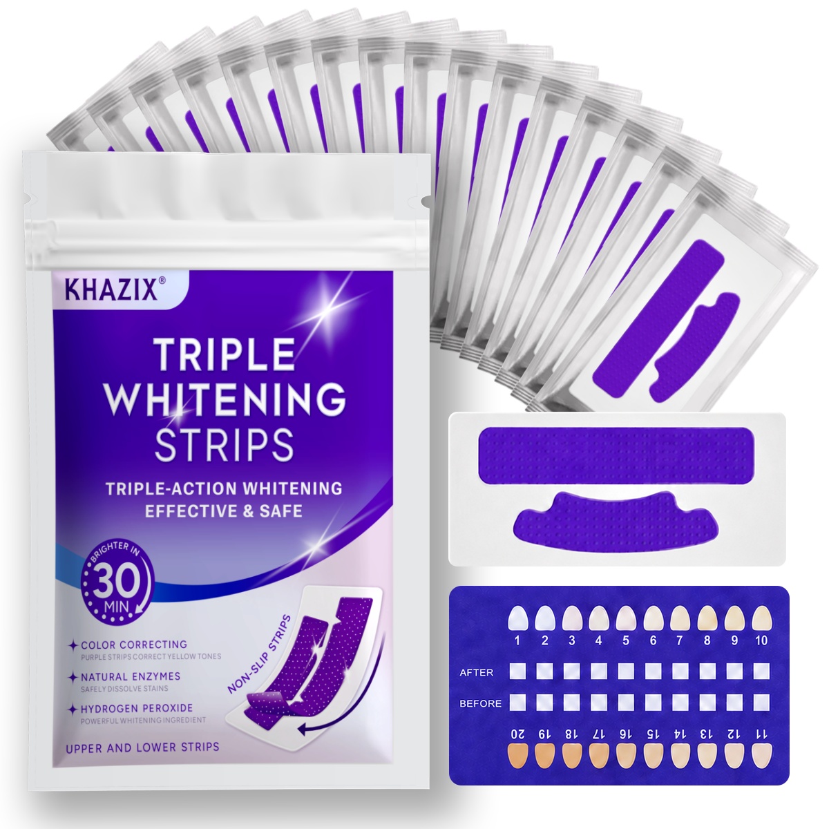 Teeth Whitening Kit - 7 個のデンタルケアストリップ口腔衛生歯パッチフレッシュブレス口内洗浄ストリップ毎日の使用に