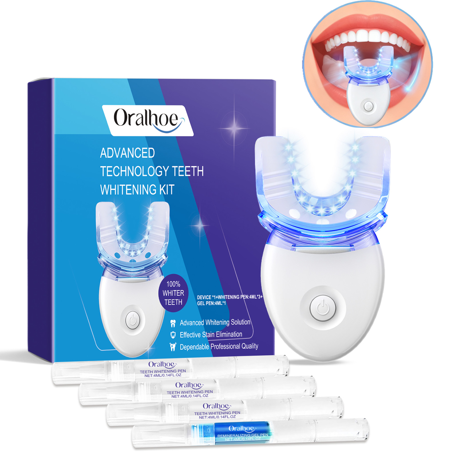 プロフェッショナルな歯のホワイトニングLEDライトキット、4 - Teeth Whitening Kit のレビューと価格
